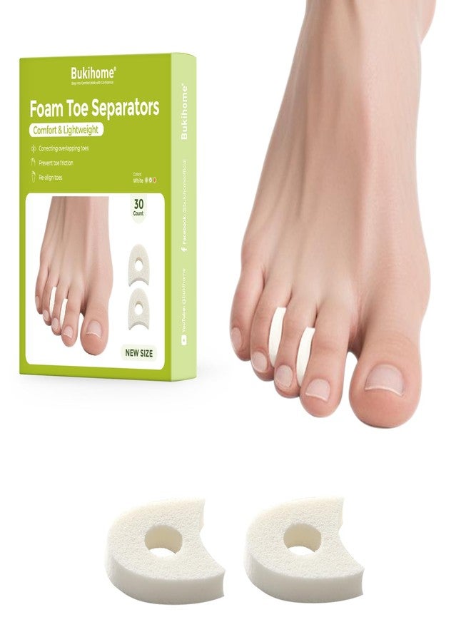 Bukihome 30 Pack Foam Toe Separators for Women and Men – Soft Toe Spacers for Overlapping Toes, Corns, Blisters, and Hammer Toe Relief – Comfortable Toe Alignment Pads - Image 1